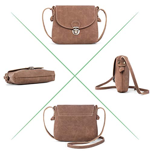 LaRechor Bolso Bandolera para Mujer Pequeño con Cerradura Antirrobo, Retro Mini Bolso de Hombro Crossbody Bolsa Bag (Marrón)