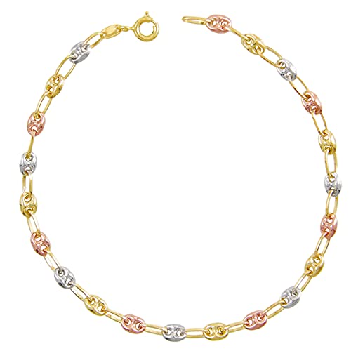 L'Atelier d'Azur – Pulsera para mujer de oro tricolor: grano de café amarillo, blanco y rosa