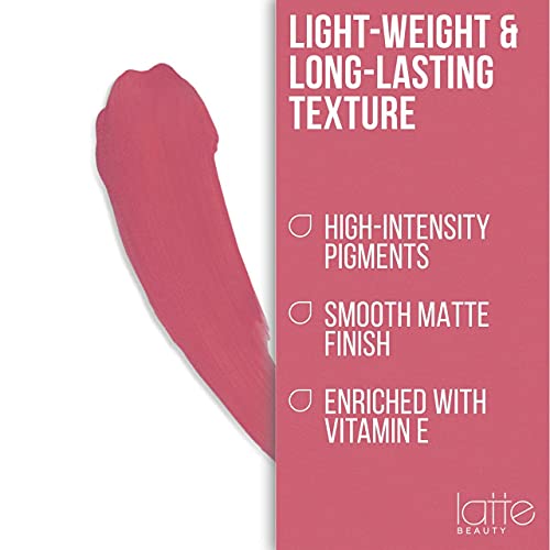 Latte Beauty Ultimatte Lápiz Labial Líquido Mate - 9 Tonalidades - Maquillaje de Labios Resistente al Agua de Larga Duración - Labial Mate Hidratante con Vitamina E - 3 ml (Trick)