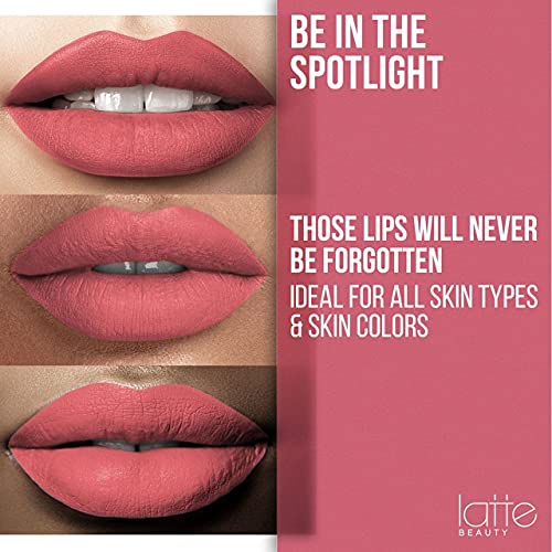 Latte Beauty Ultimatte Lápiz Labial Líquido Mate - 9 Tonalidades - Maquillaje de Labios Resistente al Agua de Larga Duración - Labial Mate Hidratante con Vitamina E - 3 ml (Trick)