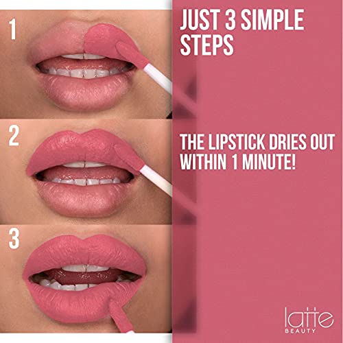 Latte Beauty Ultimatte Lápiz Labial Líquido Mate - 9 Tonalidades - Maquillaje de Labios Resistente al Agua de Larga Duración - Labial Mate Hidratante con Vitamina E - 3 ml (Favor)