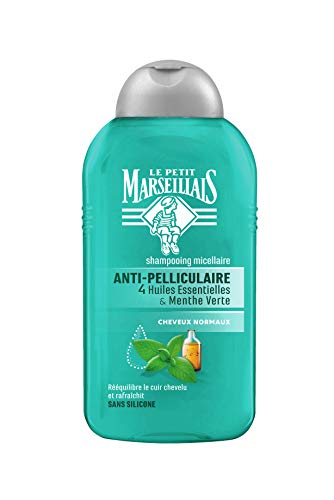 Le Petit Marseillais – Champú anticaspa para cabello normal, 4 aceites esenciales y menta verde, 250 ml, lote de 3