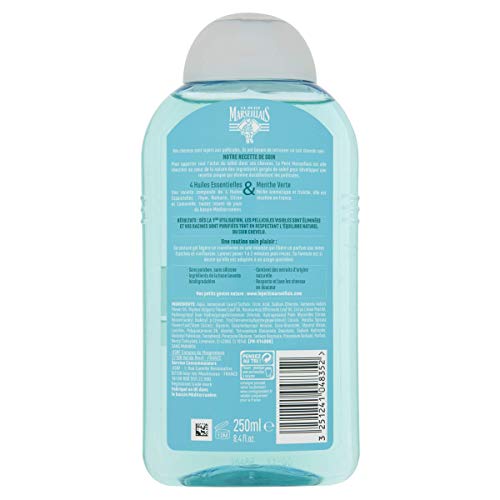 Le Petit Marseillais – Champú anticaspa para cabello normal, 4 aceites esenciales y menta verde, 250 ml, lote de 3