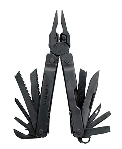 Leatherman Super Tool 300 - Multiherramienta de bricolaje, hecha en EE.UU. y con todas las navajas y herramientas de bloqueo en negro con una funda negra de molle