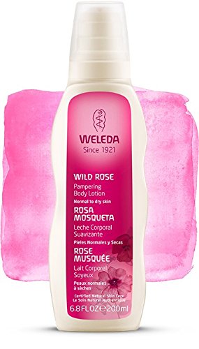 Leche Corporal Suavizante de Rosa Mosqueta, aroma dulce a rosas - Weleda (200 ml) - Se envía con: muestra gratis y una tarjeta superbonita que puedes usar como marca-páginas!