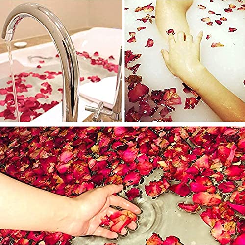 LEEQBCR 100g Pétalos de rosa secos naturales de pétalos de rosa roja para pies baño spa boda confeti casa fragancia manualidades accesorios