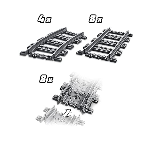 LEGO 60205 City Vías Juguete de Construcción con 8 Tramos de Vía Rectos, 4 Curvos y 8 Flexibles