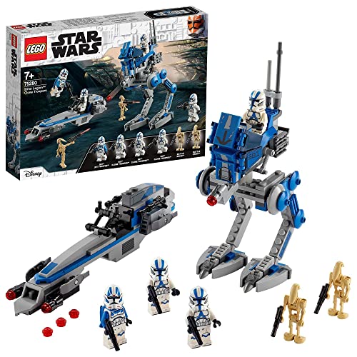 LEGO 75280 Star Wars Soldados Clon de la Legión 501, Juguete de Construcción con Mini Figuras y Caminante AT-RT