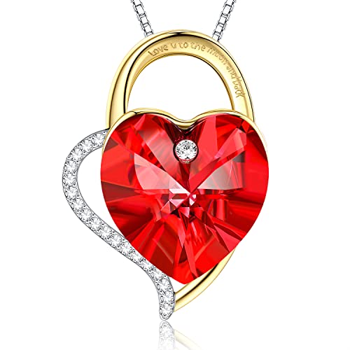 LEKANI Collares Mujer Plata Colgante ''Amor por Siempre'' con Cristal de Austriacos, Joyas Mujer Navidad Regalos Originales para Mujer Madre Mamá Abuela Amigas Parejas (Red)