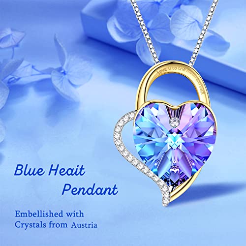 LEKANI Collares Mujer Plata Colgante ''Amor por Siempre'' con Cristal de Austriacos, Joyas Mujer Navidad Regalos Originales para Mujer Madre Mamá Abuela Amigas Parejas (Purple)