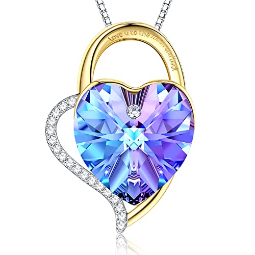 LEKANI Collares Mujer Plata Colgante ''Amor por Siempre'' con Cristal de Austriacos, Joyas Mujer Navidad Regalos Originales para Mujer Madre Mamá Abuela Amigas Parejas (Purple)