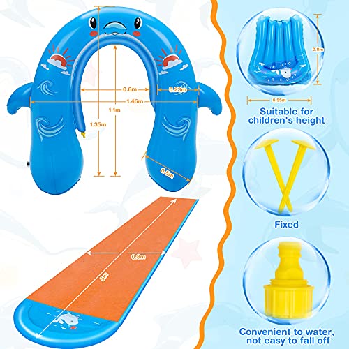 lenbest Tobogán de Agua, Tobogán Infantil para Piscina, Tobogán Hinchable Acuático, Tobogán Agua Deslizante con Arco, Juguete Jardín Resbaladilla de Agua