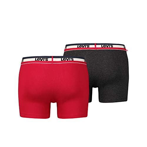 Levi's LEVIS MEN SPRTSWR LOGO BOXER BRIEF 2P, Multicolor (rojo/negro 786), M (Pack de 2) para Hombre