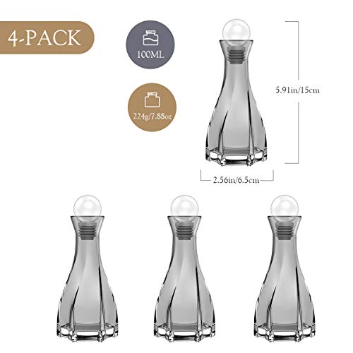 Lewondr Difusor de Perfume, [4 PZS / 15cm] Botellas Rellenadas de Vidrio Transparente, Botella de Aromaterapia Botella Vacía de Aceite Esencial para Aromatizar Fiestas, Hogar, Baño - Gris Humo