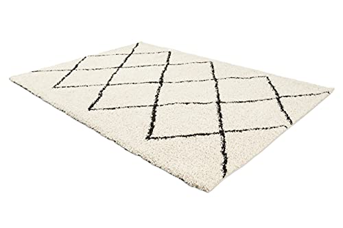 LIFA LIVING Alfombra Estampada de 80 x 150 cm para salón, Pasillo y Dormitorio, Alfombra de salón con Estampado Negro y Crema, de Suave Poliamida