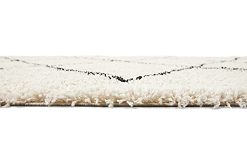 LIFA LIVING Alfombra Estampada de 80 x 150 cm para salón, Pasillo y Dormitorio, Alfombra de salón con Estampado Negro y Crema, de Suave Poliamida