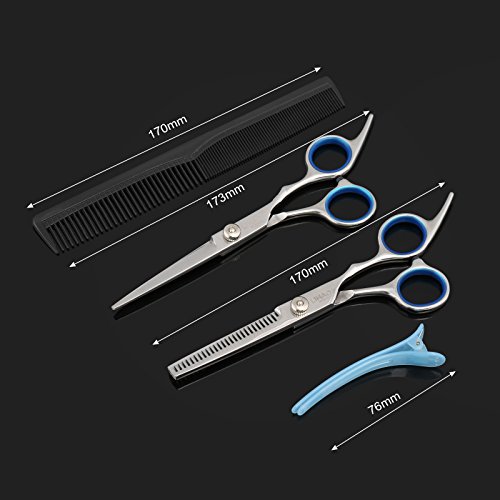 LIHAO 6"Tijeras de Peluquería Profesional para Cortar Pelos Tijeras de Entresacar Set con Peine y Pinzas para Peluquero y Salón