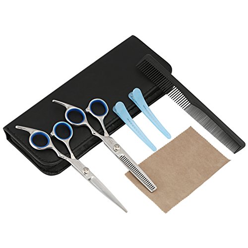 LIHAO 6"Tijeras de Peluquería Profesional para Cortar Pelos Tijeras de Entresacar Set con Peine y Pinzas para Peluquero y Salón