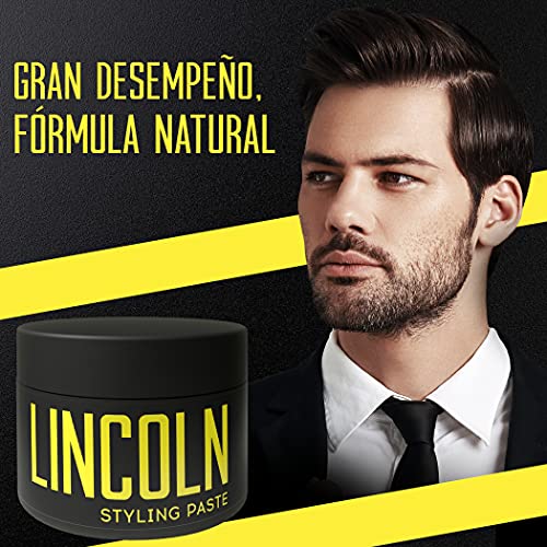 LINCOLN Pomada Mate Natural - Gomina Hombre de Fijación Fuerte con Acabado Mate - Pomada Pelo Hombre Enriquecida con Manteca de Karité - Fijador Pelo como Alternativa Ideal a la Cera Pelo Hombre, 100g