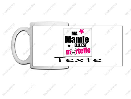 Linyatingoshop - Taza con Texto en inglés Ma Mamie Elle EST Mortelle - Idea Regalo para el día de la Abuela, Madre, cumpleaños, Navidad