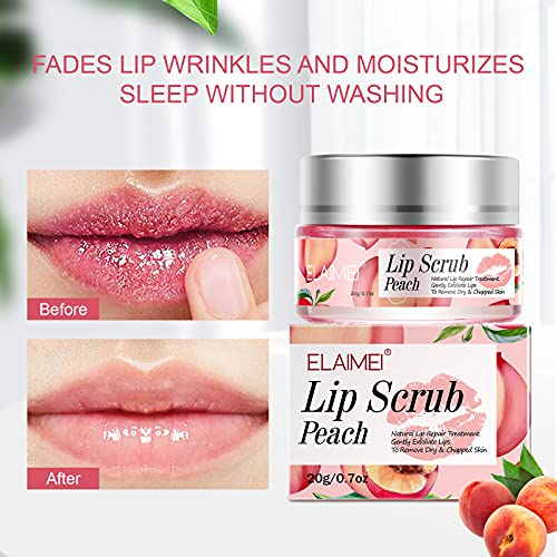 Lip Mask Exfoliante para Labios, Exfoliante de Labios, Tratamiento Intensivo de Reparación de Labios, Exfoliante labial Acondicionador, para Eliminar Piel Muerta, Desvanece Líneas de Labios (Durazno)