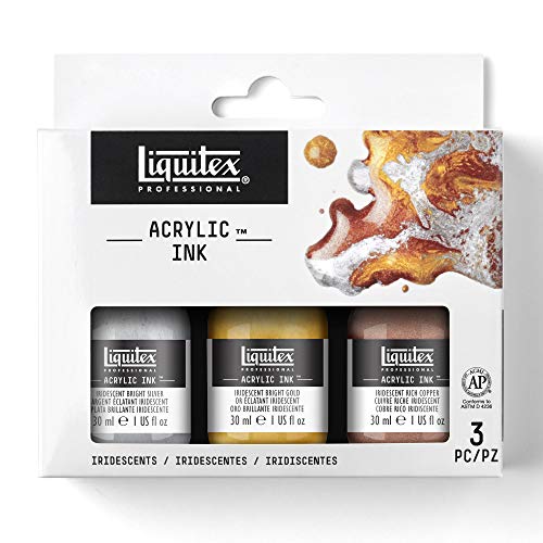 Liquitex Ink - tinta acrílica Profesional, Set Colores Iridiscentes - de 3 tintas acrílicas extrafinas de 30ml, colores iridiscentes