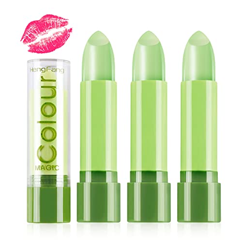 Lishang 3Piezas Impermeable Hidratante Pintalabios Cambia Color Natural Lápiz Labial Aloe Vera Pintalabio Larga Duración Mate Maquillaje Regalo Pintalabios Kit Novia Mujeres Niña Regalo (3piezas)