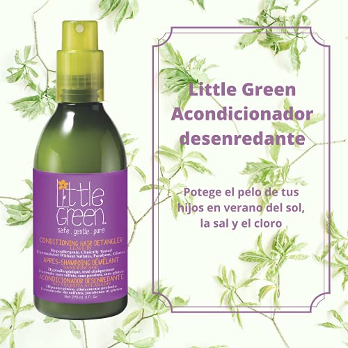 Little Green - Acondicionador desenredante para cabello húmedo o seco 240 ml para niños sin sulfatos, parabenos ni gluten | producto vegano sin aromas añadidos