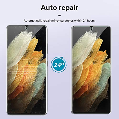 LϟK 5 Pack Protector de Pantalla para Samsung Galaxy S21 Ultra 5G 6.8 Pulgada con 2 Pack HD Película de TPU y 3 Pack Protector de Lente de Cámara - Sin Burbujas Huella Digital Ultrasónica