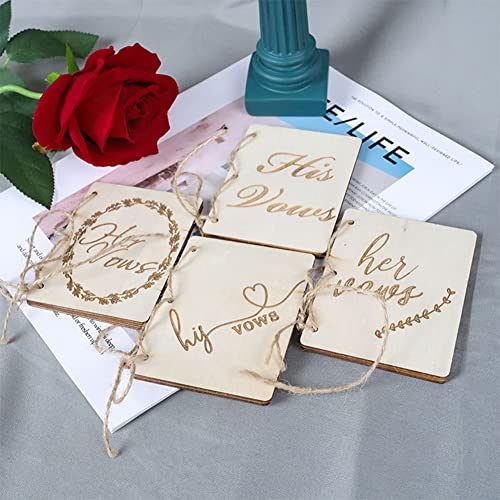 LKJYBG 1 par de Libros de votos de Boda de Madera, folleto de declaración de Matrimonio de Amor Creativo de Personalidad, Suministros de Boda para Novios, Accesorios para Fotos Estilo 1 par