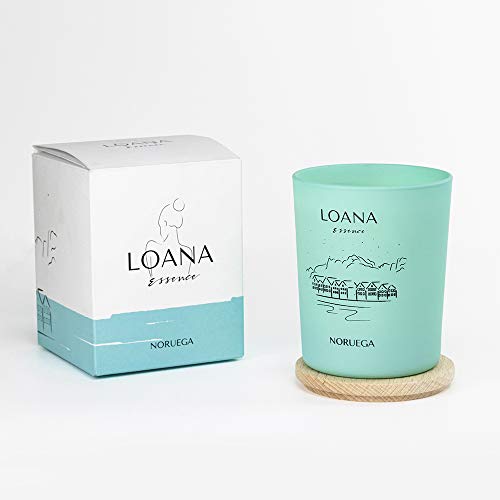 LOANA ESSENCE Vela Aromática Flor de Azahar, Menta - Noruega - Duración Estimada 40h Vela Perfumada Grande y Decorativa Para Masajes y Relajación Hecha de Cera de Soja - 180gr -