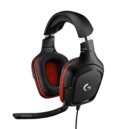 Logitech G332 Auriculares Gaming con Cable, Audio Estéreo, Transductores 50 mm, 3.5 mm Jack, Micrófono Volteable para Silenciar, Ligero, PC/Mac/Xbox One/PS4/Nintendo Switch, Negro/Blanco