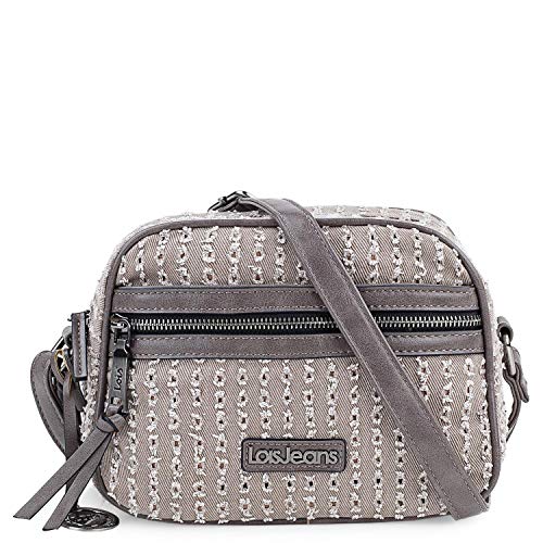 Lois - Bolso de Mujer Bandolera Ajustable. Forro Estampado y Bolsillo Interior. Bolsillos Exteriores con Cremallera. Llavero. Piel sintética - Polipiel y Lona Denim 306683, Color Beige