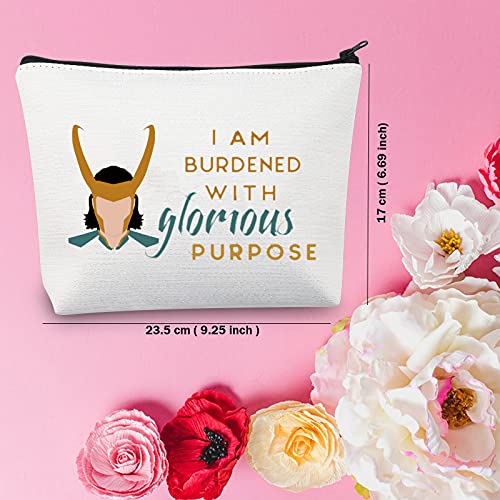 Loki Inspired Gift I am Burdened with Glorious Purpose Bolsa de cosméticos Loki Fans regalo de amistad, Fluorescente de uso universal, Medium,