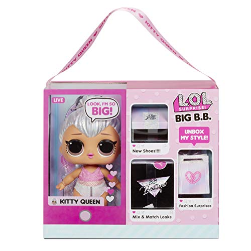 LOL Surprise Muñeca Grande Kitty Queen con Sorpresas a la Moda, Zapatos, Vestidos y Accesorios. Incluye un Escritorio, una Silla y un Fondo de Juego. Muñecas para Coleccionar para Niños de 3+ Años