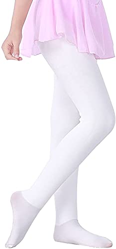 LOLANTA Pantalones de invierno para niñas Leggings cálidos Medias opacas de vellón grueso, blanco, M (6-8 años)