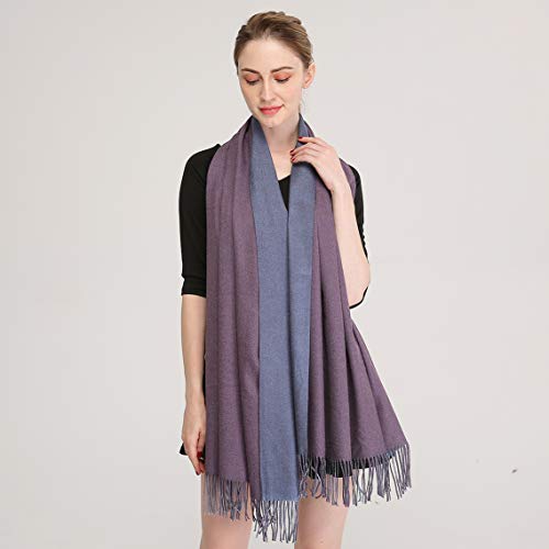 Longwu Cashmere Wrap Shole Chal para Mujer Invierno Extra Grande (79"X 28") Hombres Pañuelo de Pashmina Sólido de Lana de Cordero-04#