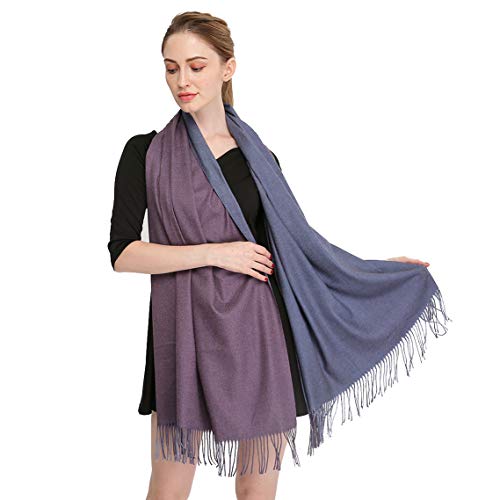 Longwu Cashmere Wrap Shole Chal para Mujer Invierno Extra Grande (79"X 28") Hombres Pañuelo de Pashmina Sólido de Lana de Cordero-04#