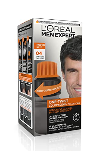 L'OREAL Men Expert One Twist Tinte Semipermanente Para Hombres - Disimula Tus Canas En 5 Minutos - Resultado Natural Hasta 6 Semanas - Tono 4, Castaño