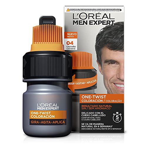 L'OREAL Men Expert One Twist Tinte Semipermanente Para Hombres - Disimula Tus Canas En 5 Minutos - Resultado Natural Hasta 6 Semanas - Tono 4, Castaño