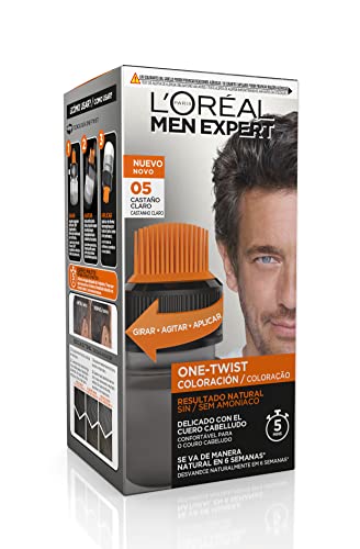 L'OREAL Men Expert One Twist Tinte Semipermanente Para Hombres - Disimula Tus Canas En 5 Minutos - Resultado Natural Hasta 6 Semanas - Tono 5, Castaño Claro