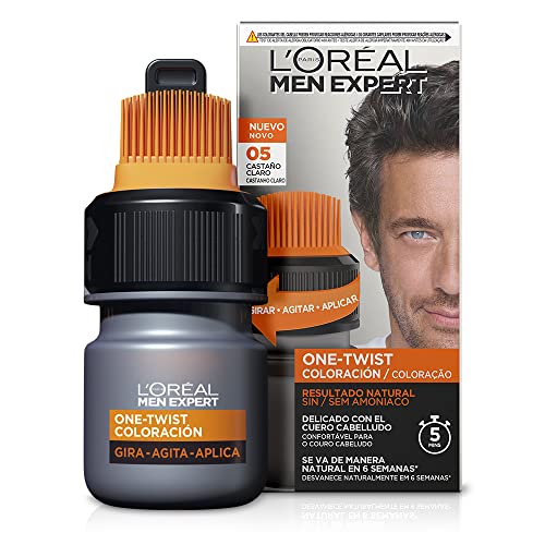 L'OREAL Men Expert One Twist Tinte Semipermanente Para Hombres - Disimula Tus Canas En 5 Minutos - Resultado Natural Hasta 6 Semanas - Tono 5, Castaño Claro