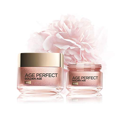 L'Oréal Paris Age Perfect Golden Age Set de Crema de Día Fortificante de Rosas y Contorno de Ojos Antiojeras, Antiarrugas y Luminosidad, Pieles Maduras y Apagadas, 50 ml y 15 ml