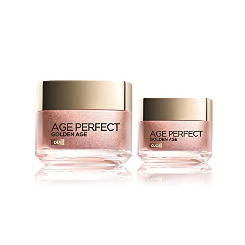 L'Oréal Paris Age Perfect Golden Age Set de Crema de Día Fortificante de Rosas y Contorno de Ojos Antiojeras, Antiarrugas y Luminosidad, Pieles Maduras y Apagadas, 50 ml y 15 ml