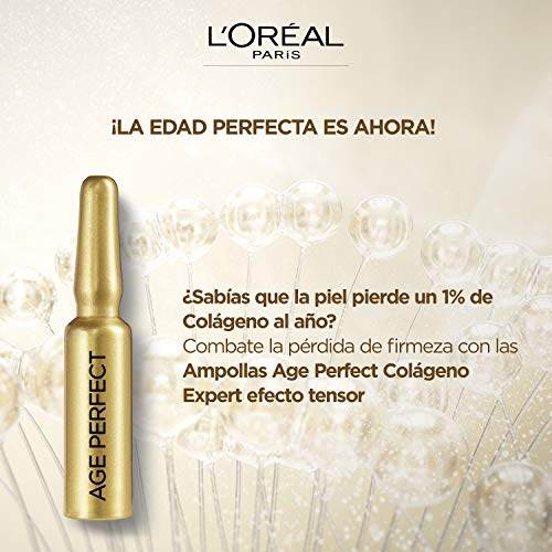 L'Oréal Paris Ampollas Age Perfect Colágeno Expert Tratamiento Reafirmante 7 Días, Blanco/Dorado, 40 Gramos