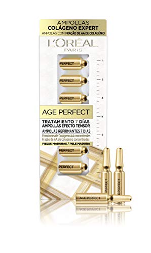 L'Oréal Paris Ampollas Age Perfect Colágeno Expert Tratamiento Reafirmante 7 Días, Blanco/Dorado, 40 Gramos