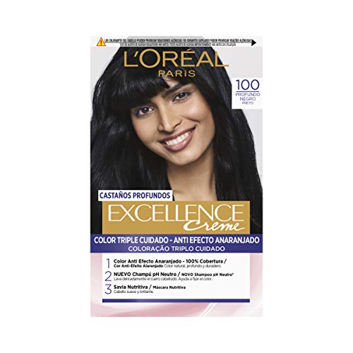 L'Oreal Paris Excellence Castaños Profundos Tinte Permanente Tono 100 Negro Profundo