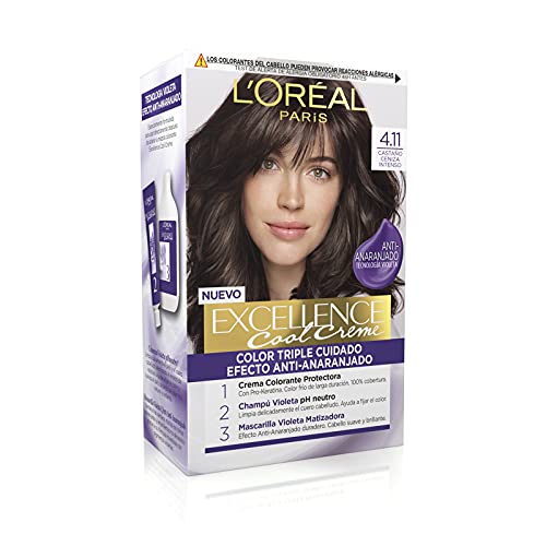 L'Oréal Paris Excellence Cool Creme Color Triple Cuidado, Tono 4.11 Castaño Ceniza Intenso - 260 g