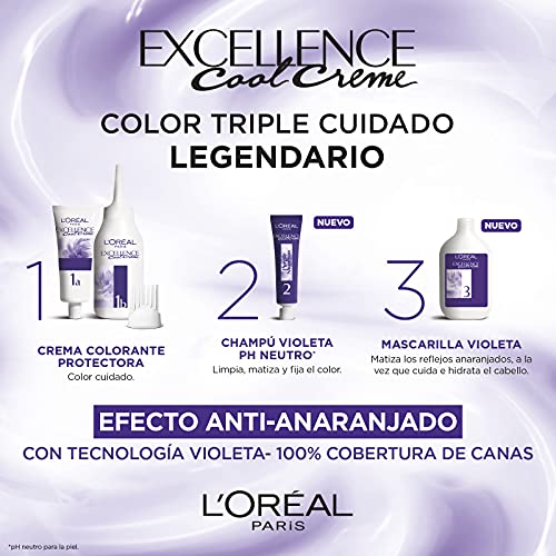 L'Oréal Paris Excellence Cool Creme Color Triple Cuidado, Tono 4.11 Castaño Ceniza Intenso - 260 g