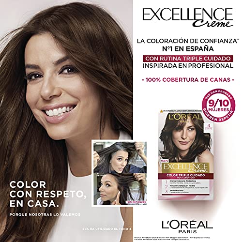 L'Oréal Paris Excellence Creme Tinte Permanente Triple Cuidado 00% Cobertura Canas Tono 5 Castaño Claro - Pack 3 Es, Marrón